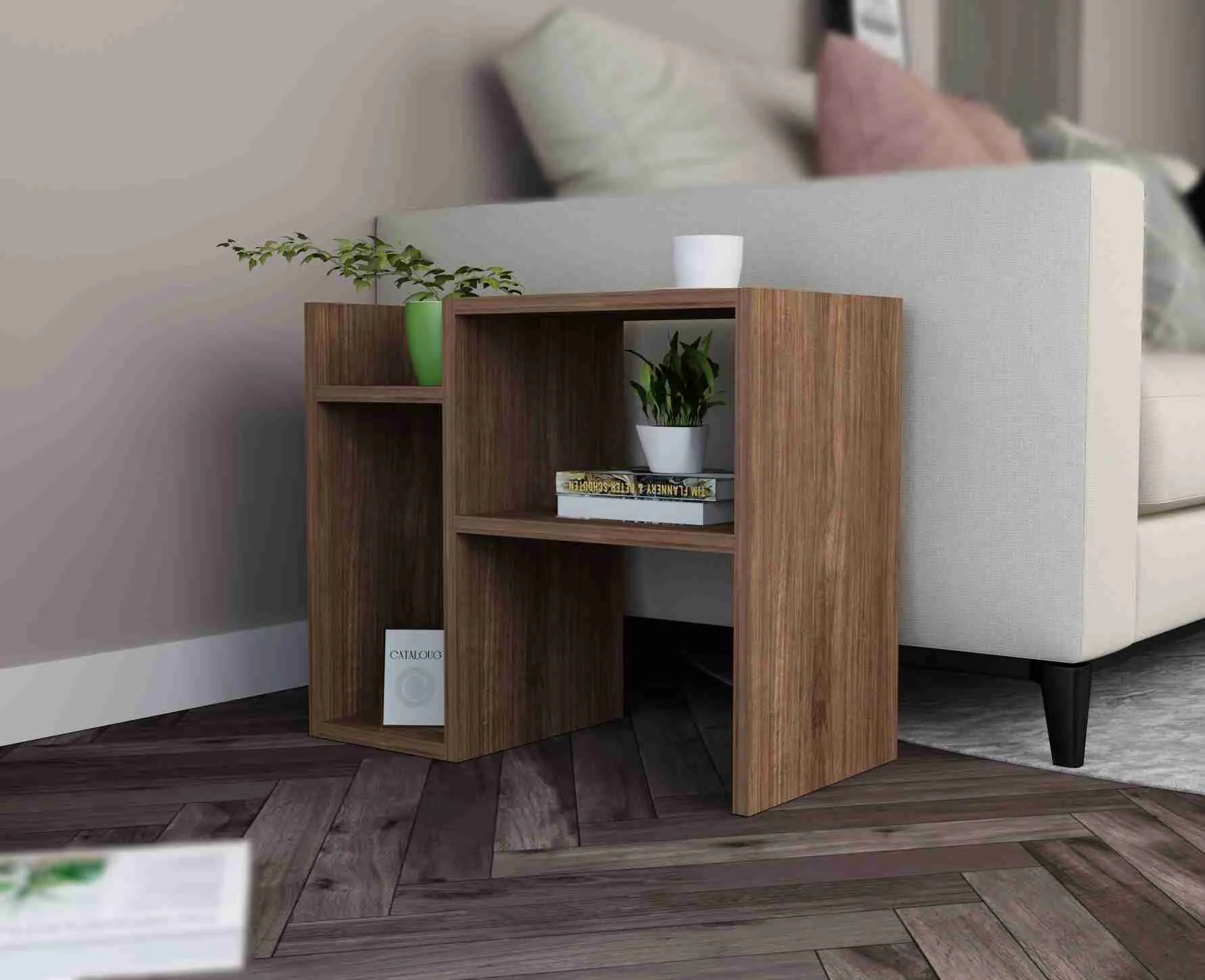 Modern wood side table - ترابيزة خشب جانبية 60سم