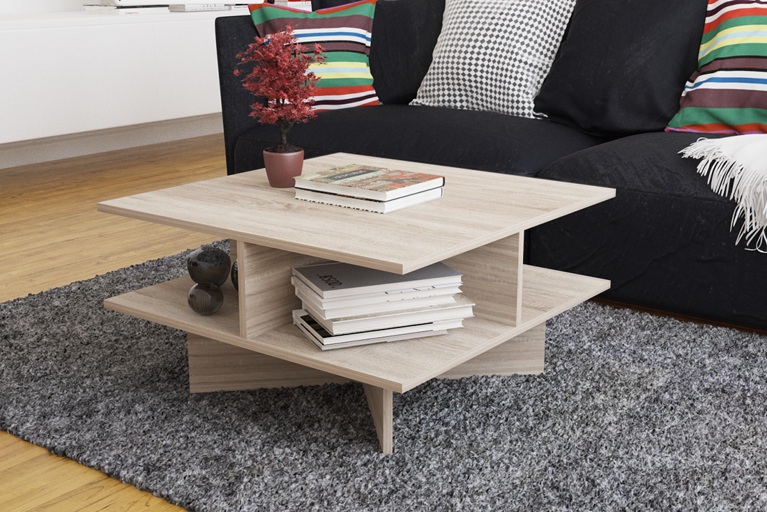 Modern wood table - ترابيزة ليفينج اللون بني