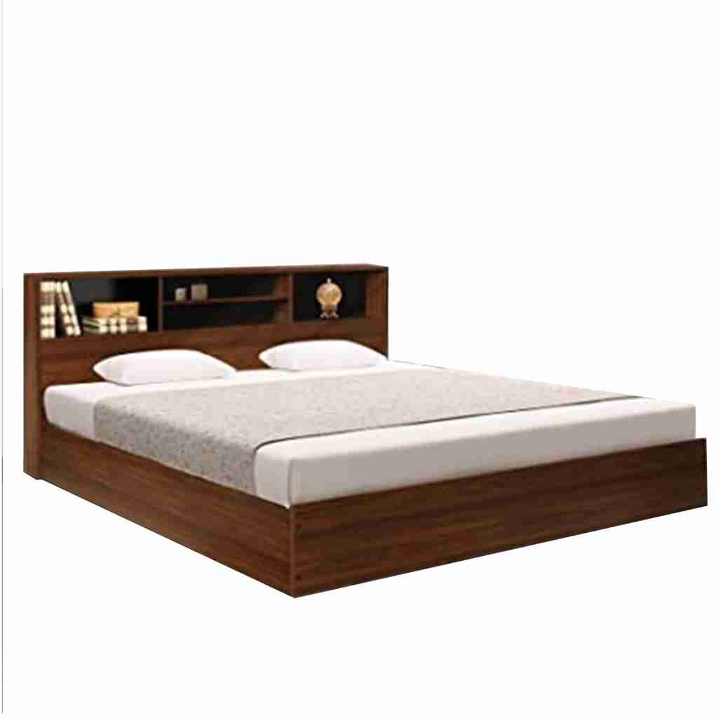 Modern wood bed-سرير خشب تصميم مودرن بوحدة ارفف